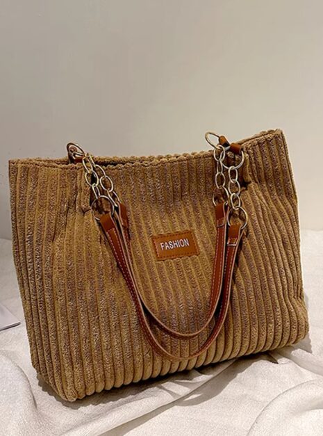 Sac Bandoulière Femme En Velours Côtelé - Style Bohème Décontracté - Grande Capacité - Sangle Réglable