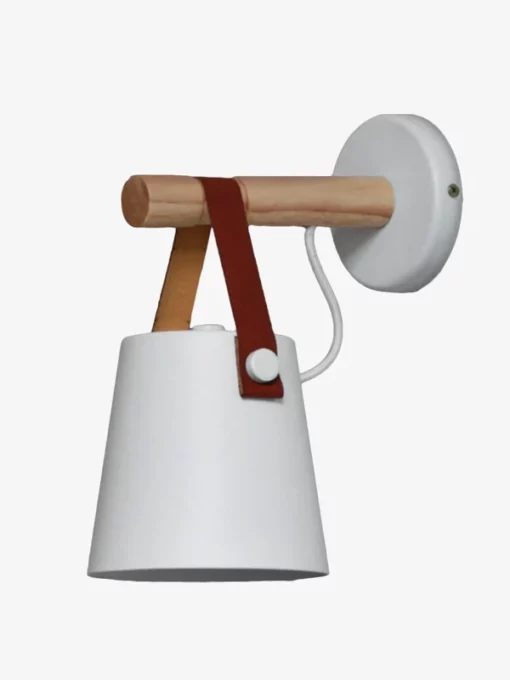 Applique murale LED blanche en bois avec abat-jour suspendu