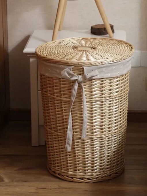 Panier à linge rond en osier