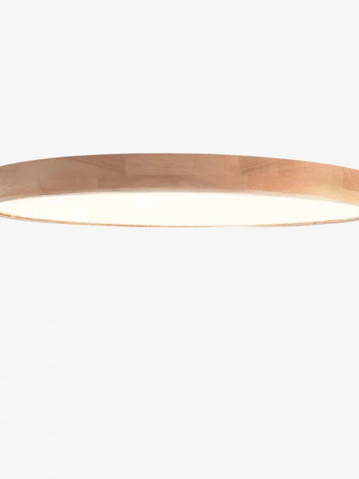 Plafonnier LED très fin en bois de forme ronde