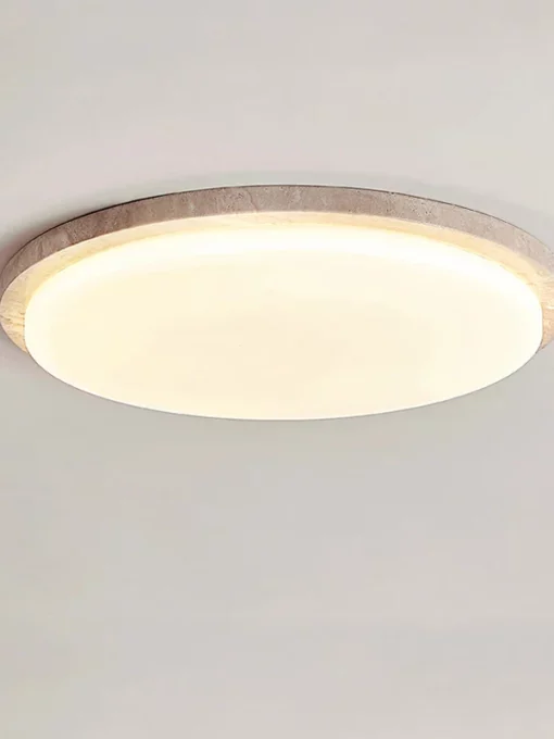 Plafonnier LED (lumière jaune) en travertin D27