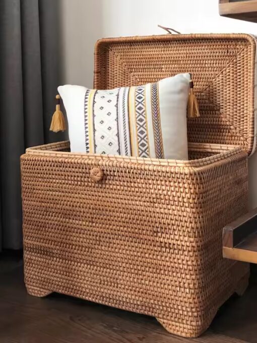 Malle rangement en rotin 43 x 35 x 28 cm