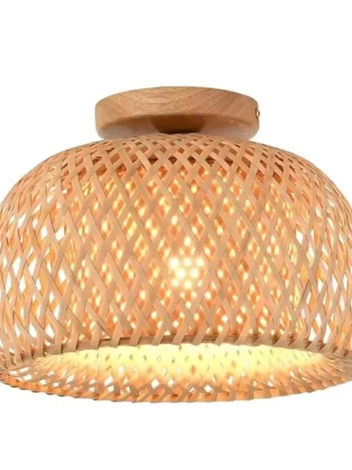 Plafonnier rotin en forme de cloche D38 cm