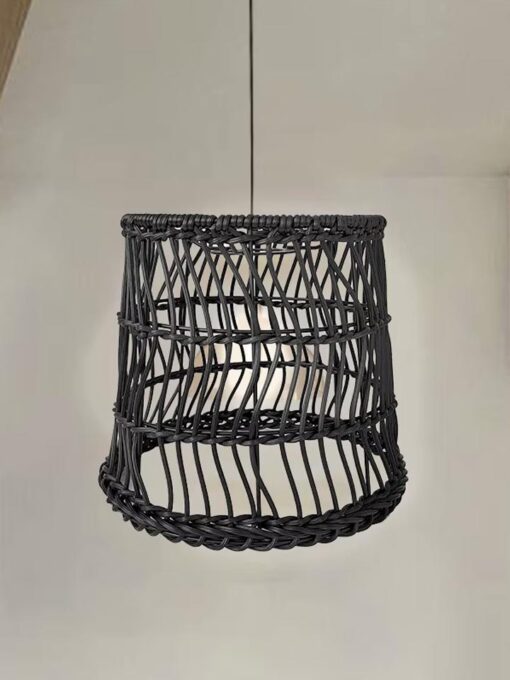 Abat-jour panier en rotin naturel NOIR D15 cm