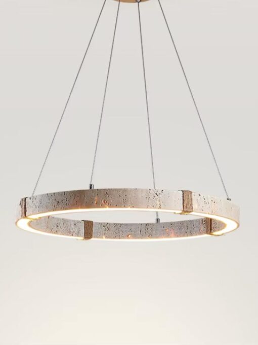 Lustre en travertin naturel D40 cm