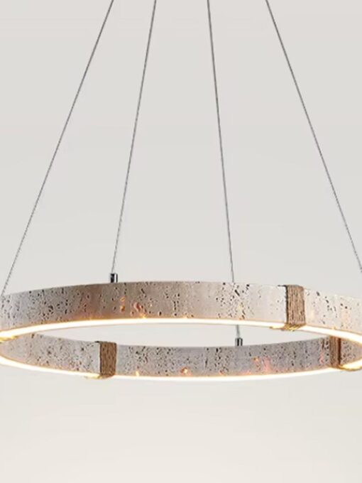 Lustre en travertin naturel D60 cm