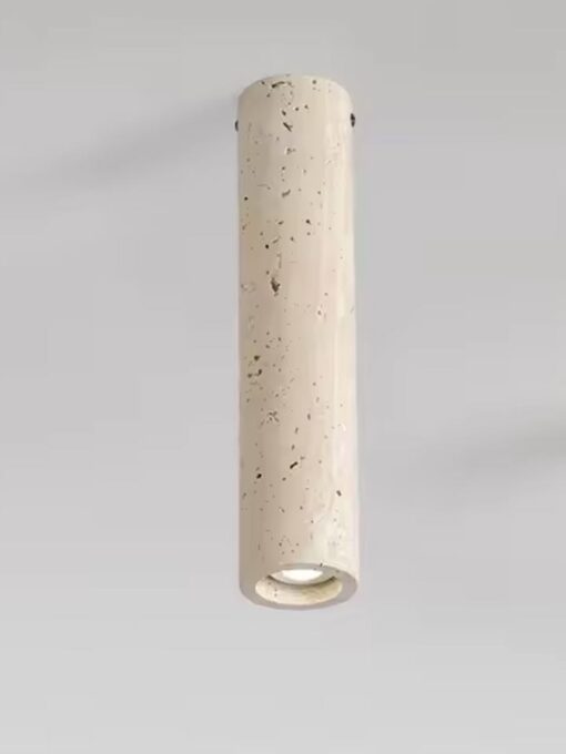 Plafonnier cylindrique en travertin naturel (grand) D6.5 cm