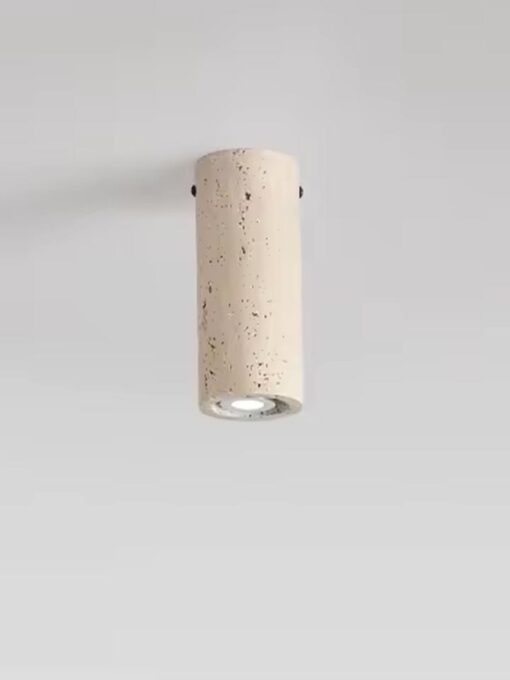 Plafonnier cylindrine en travertin naturel (petit) D6.5 cm