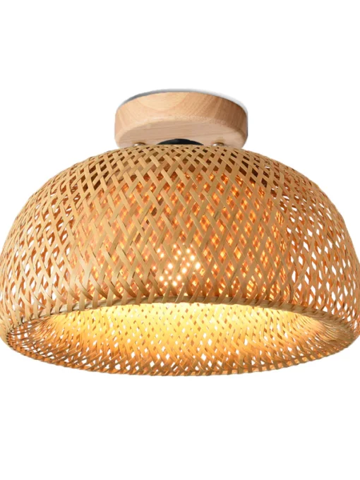 Plafonnier rond en bambou Solferino D30 cm