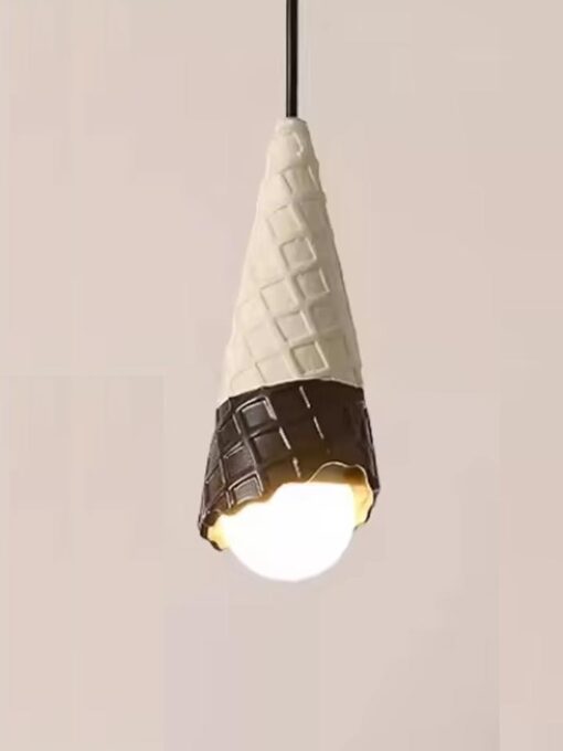 Suspension céramique « cornet à glace » blanc / chocolat