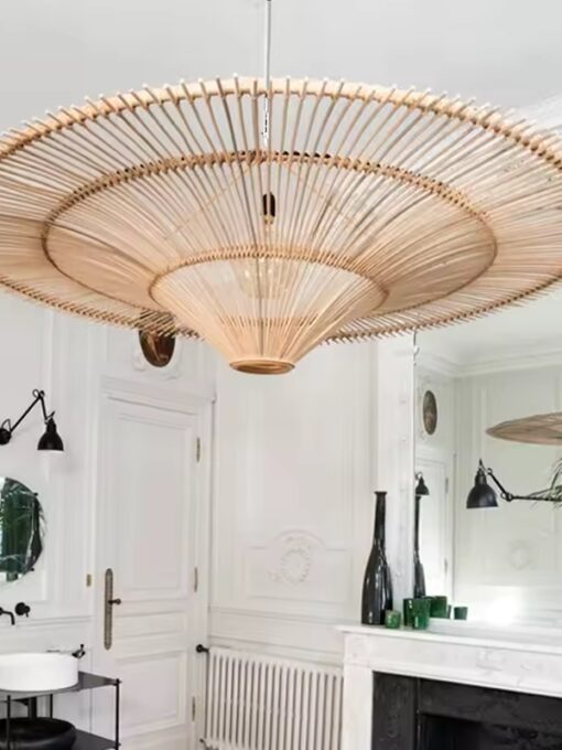 Suspension en rotin design D120 cm