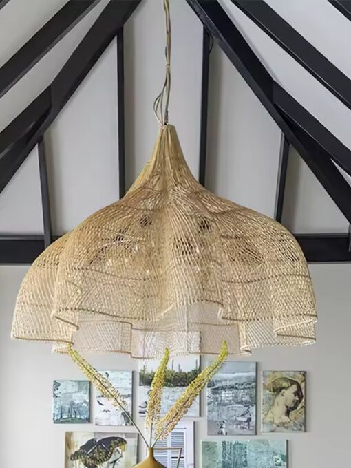 Suspension en rotin "fleur" D60 cm