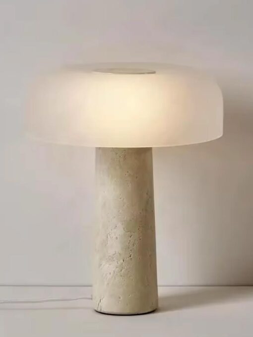 Lampe à poser Champignon en travertin H39 cm