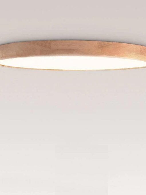 Plafonnier en bois rond à Led (blanc froid) très fin D30cm