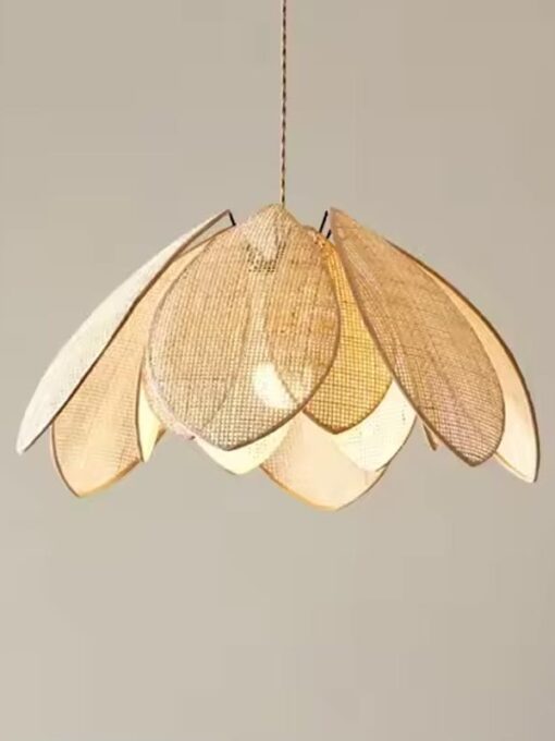 Suspension pétale en rotin maille carrée D45 cm